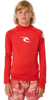 2024 Rip Curl Kleinkind Brand Wave UPF Long Sleeve Lycra Vest TNRTRV - Red